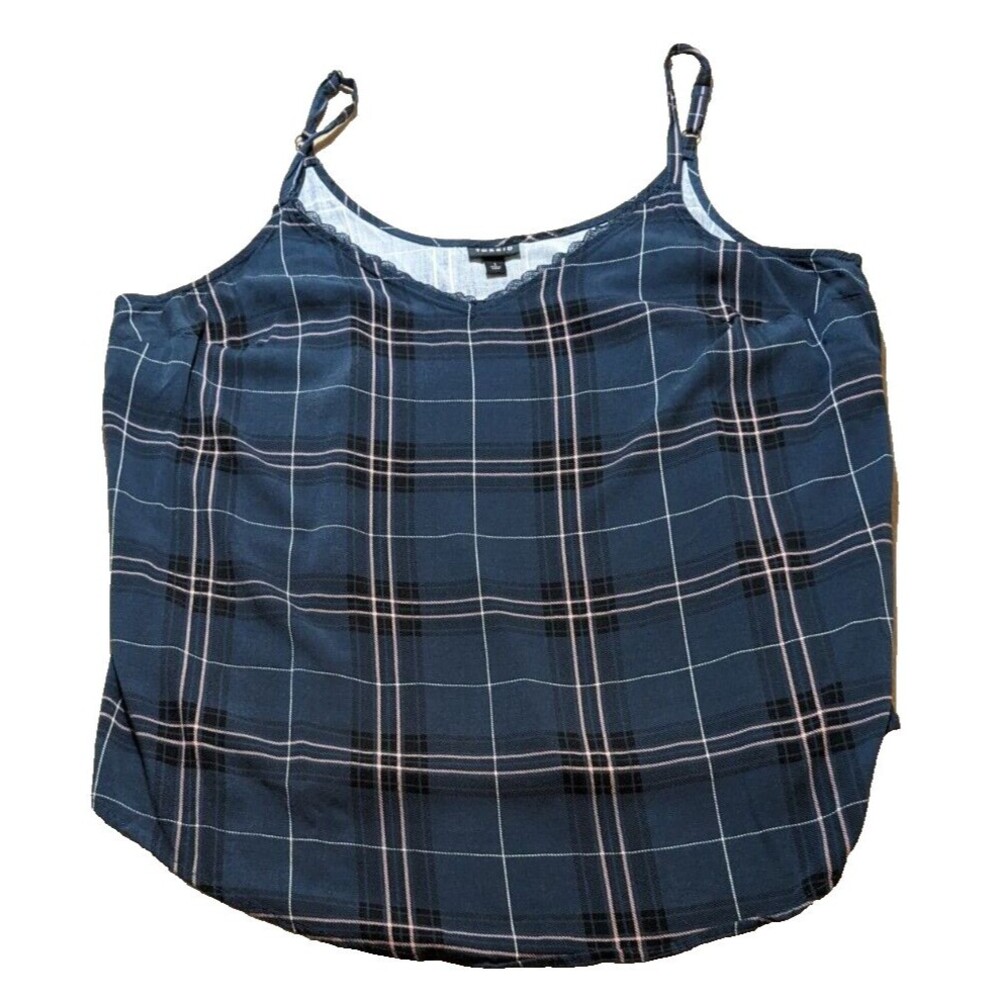 Torrid Women's Ava Stretch Challis Lace Trim Cami Navy/Pink Size 1